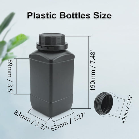 Heyiarbeit 5pcs Plastic Lab Chemical Reagent Bottle 1000ml/34oz Wide Mouth Sample Sealing Liquid Storage Container Black Cap by Heyiarbeit