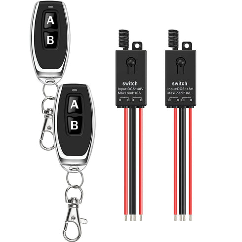 Wireless Switch12V,2 Way Mini Remote Switch DC 5V/12V/24V/48/10A Relay Wireless Light Switch