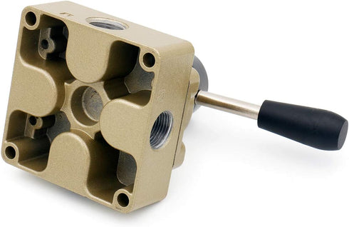 Baomain Pneumatic Rotary Lever Hand Control Valve HV-03, PT 3/8 3 Position 4 Way Air Flow Control