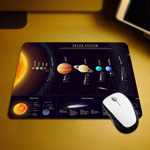 Outer Space Gaming Mouse Pad, Solar System Print, Non-Slip Rubber Mouse Pad for Computers, 9.5 x 7.9 Inch