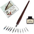OPENDGO Calligraphy Pens Set - Handcrafted Wooden Dip Pen Calligraphy Set with 11 Nibs & Black Ink