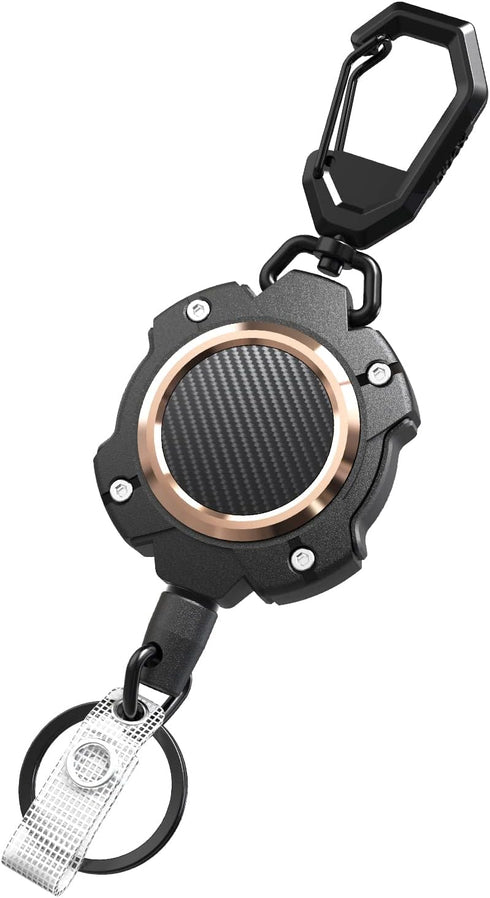 LIUGX Retractable Keychain, Heavy Duty Carabiner Key Chains, Tactical ID Badge Reel with 31.5” Wire Rope