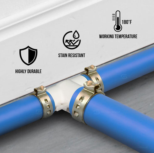 Supply Giant QQUF0100-5 Plastic PEX Poly Alloy Tee Barb Pipe Fitting | 1'' White (5 Pack)
