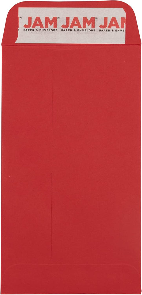 JAM PAPER #5.5 Coin Business Envelopes with Peel and Seal Closure, 3 1/8 x 5 1/2, Red, 25/Pack