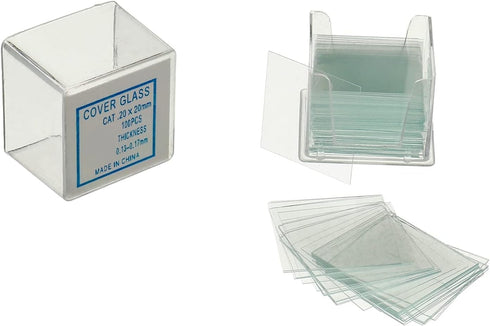 50 Pcs Ground Edge Pre-Cleaned Microscope Slides and 100 Pcs Pre-Cleaned Cover Glasses with Droppers