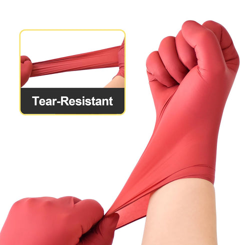 Disposable Nitrile Exam Gloves, Small, Box of 100, Burgundy, Latex-Free, Powder-Free, 3mil, Medical Grade, Food Safe, Non Sterile