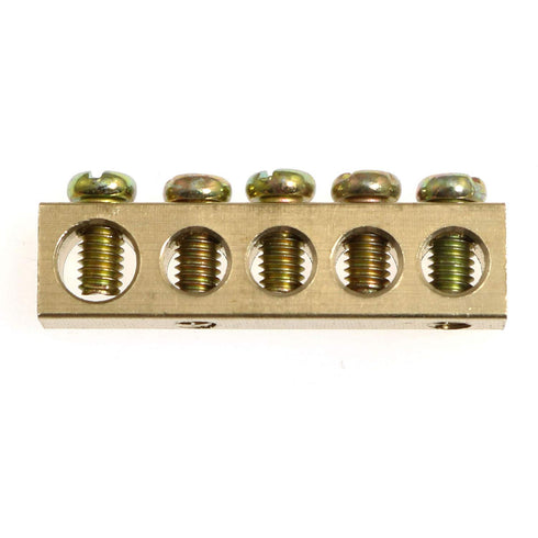 5pcs Electrical Wire Screw Terminal Ground, Brass Grounding Bars, 5 Positions Terminal Ground Bar