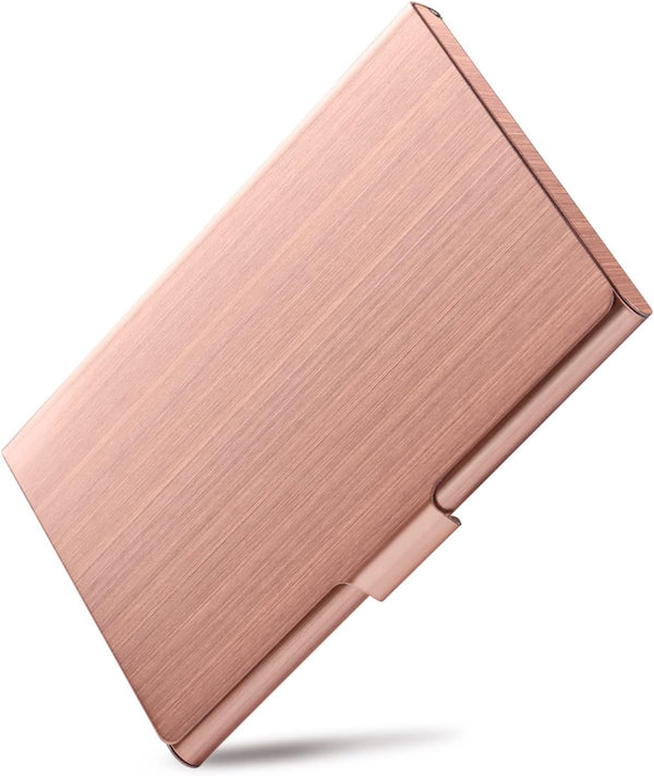 Slim Business Card Holder, Pocket Metal Case for Men & Women, Professional Stainless Steel Business Card Holders, Rose