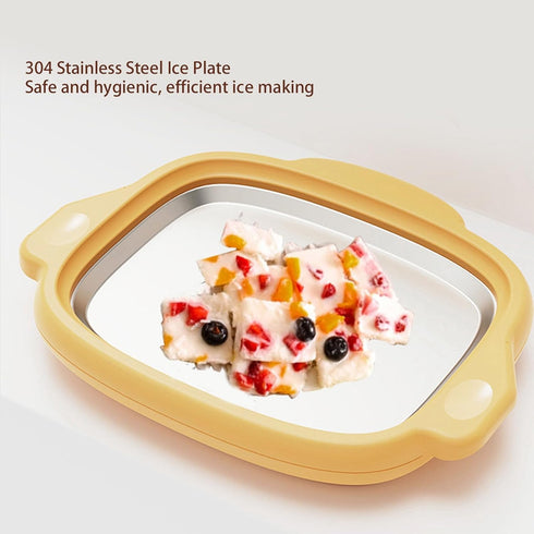 304 2 Rolled Ice Cream Maker, Stainless Steel Instant Ice Cream Roller Tray Board with Scrapers, Food Grade Freezing