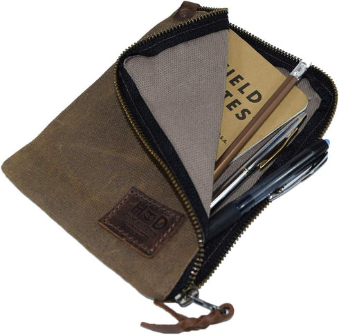 Hide & Drink Scribbler Case for Notebook, Handmade from Waxed Canvas (Fatigue)