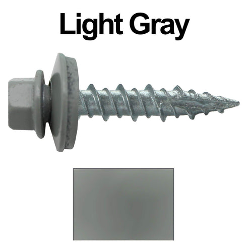 Metal Roofing Screws: (250) 10 x 1" Light Gray Hex Head Sheet Metal Roof Screws with EPDM Washer
