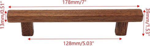 Semetall 8Pcs Walnut Wood Drawer Pulls, 5 inch Hole Center Pull Handles for Dresser Drawers, Cabinets, Kitchen