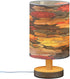 YANENDIE Traditional Ethnic Flowers Bedside Table Lamp, Nightstand Lamp with Linen Fabric Shade - Wooden LED Desk Lamps