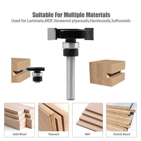 1/4" (3/8" Top Bearing Slot Cutter Router Bit with Shank Rabbet Router Bit Height )