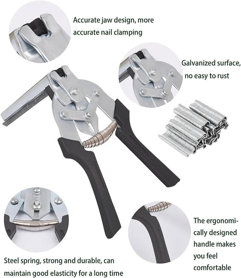 TFORESTER 600 Hog Ring Pliers Kit with Pcs of Galvanized Steel Hog Rings, Hog Ring Chicken Duck Goose Dog Cat Rabbit