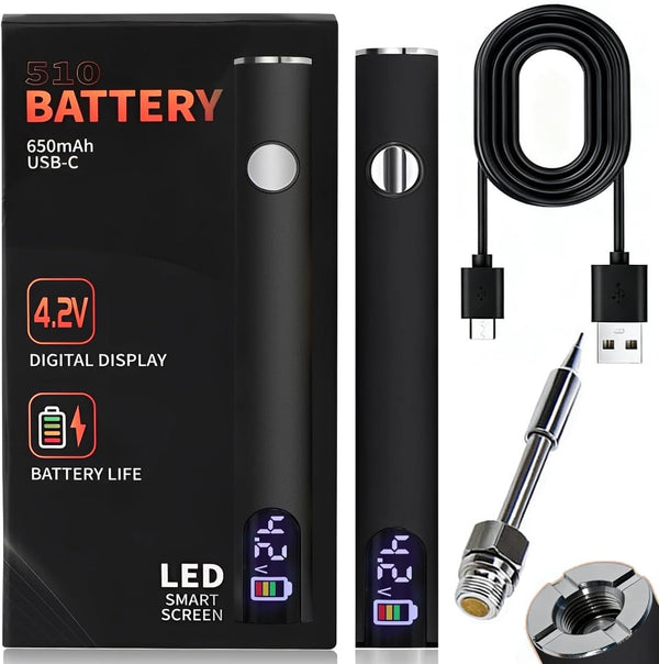 510 Threaded Battery Cordless Thread Burner With LED Digital Display, Precise Temp