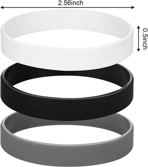 JOVITEC 12 Pieces Rubber Bracelets - Solid Color Silicone Wristbands, Multi-Pack Blank Bracelets for Events