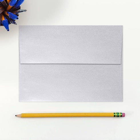 LUXPaper Silver Metallic A7 Invitation Envelopes | Peel & Press | 5 1/4" x 7 1/4" | 80lb Text | 50 Qty
