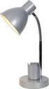 LD1076-SLV 16.22" Simple Designs Sleek Essentials Adjustable Metal Desk Task Lamp with Organizer Compartment