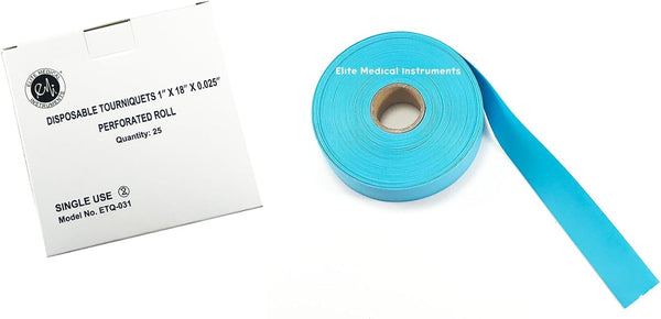 EMI Disposable Tourniquet Perforated Roll, 1" x 18", Latex-Free, Blue, Pack of 25