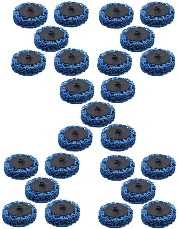 25-Pack 2" Quick Change Clean and Strip Discs Extra Coarse Blue Non-Woven