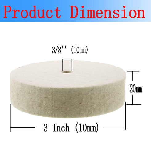 Luo ke 5 Pcs 3'' Compressed Wool Polishing Wheel, 3/8 Inch Arbor Hole Wool Felt Buffing Wheels for Bench Grinder or Die Grinder etc