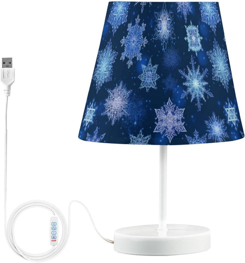 Kcldeci Snowflakes Blue Bedside Table Lamp for Bedroom Farmhouse Lamps for Living