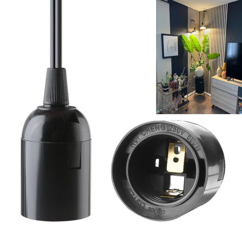 2-Pack 375W E26 E27 (6 Extension Hanging Lantern Cord Cable UL with Socket On/Off Button Pendant Lighting - Feet Black)