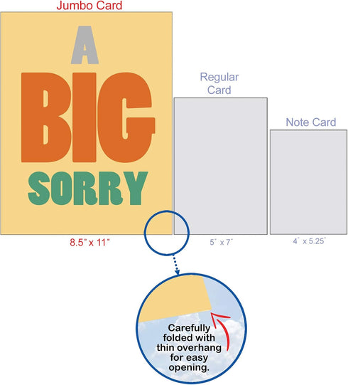 NobleWorks Jumbo Sorry Greeting Card (1 Pack) 8.5 x 11 Inch with Envelope, A Big Sorry from Little Me J2087SRG