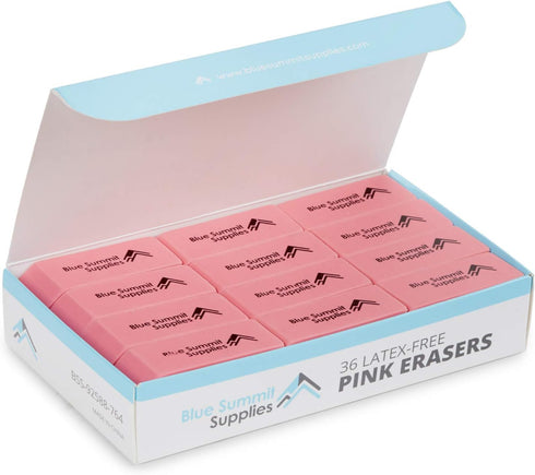 Blue Summit Supplies Pink Erasers, Bulk Classroom Set for Art, School, and Office Use, 36 Pack