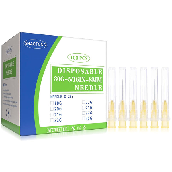 SHAOTONG 30 Gauge 5/16 Inch Luer Lock Accessories, Disposable Lab Supplies, Pack of 100