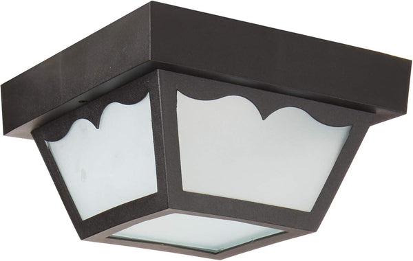 Nuvo SF77/863 Poly Frame Carport Flush Mount with Frosted Acrylic Panels, Black,