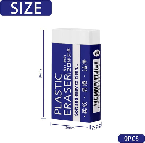 EULANT 10 Pieces Pencil Erasers, White 2B Rubbers for Schools Office Kids Adults, Soft Art Erasers for Writing Drawing