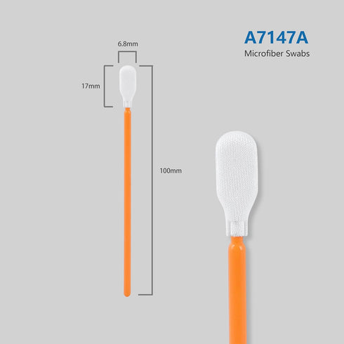 4" Cleaning Swabs, 100 pcs, Orange, Knitted Polyester Cleanroom Foam Cleaning Swab Stick for Optical Equipment