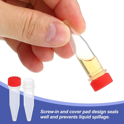 PATIKIL 1.5ml Plastic Cryogenic Vials, 25Pcs Screw Top Frozen Test Tube for Lab, Red Cap