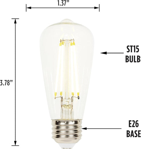 Westinghouse 4518700 6.5 Watt ST15 Dimmable Clear Filament LED Light Bulb, Medium Base, 6-Pack