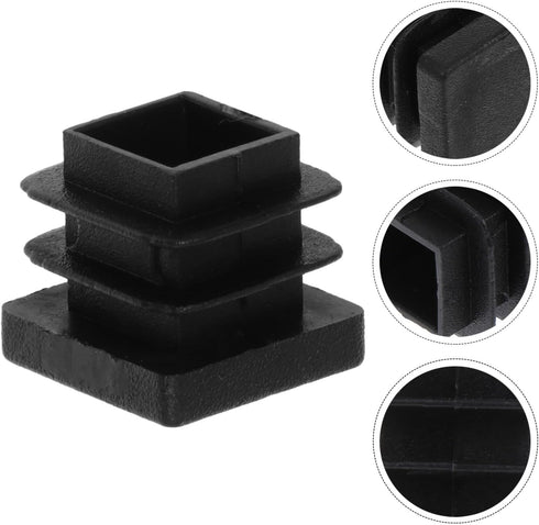 30pcs 15x15mm PRETYZOOM Thickened Black Square Plastic End Caps Tubing Plugs Chair Glide Inserts for Furniture Legs