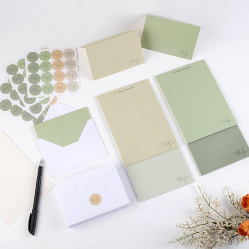 AZUREAL 52P, 3.5x5 Set Thank You Cards with Envelopes In Thank You Notes with Envelopes and Matching Stickers, Blank