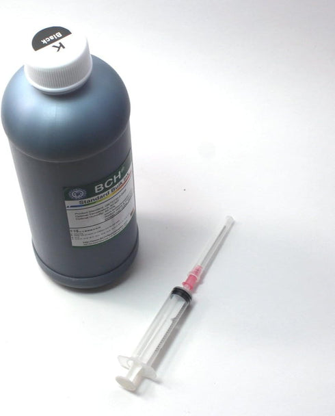 BCH Refill Ink Black for Inkjet Printer Cartridge, 500 ml Bottle (16.9 oz) - H Series