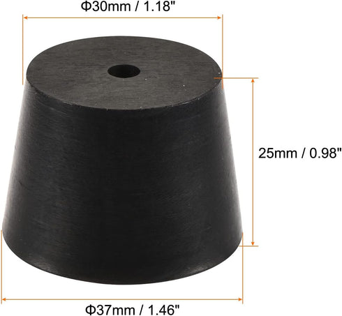 MECCANIXITY Rubber Tapered Plug 30mm to 37mm with Hole Test Tubes Bungs Stopper Black for Lab Home 5 Pieces