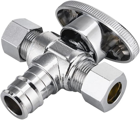 (Pack of 2) 1/4 Turn Dual Pex-A Cold Expansion Outlet Angle Stop Valve, 1/2" Pex-a X (3/8 inch X3/8 inch), Chrome Plated by EFIELD