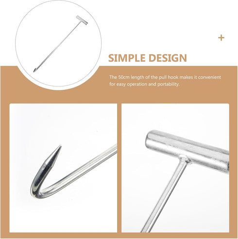19.68 Inch Manhole Cover Lifting Hook T-Shaped Door Lifter Tool Heavy Duty Steel Hook for Rolling Shutter Doors