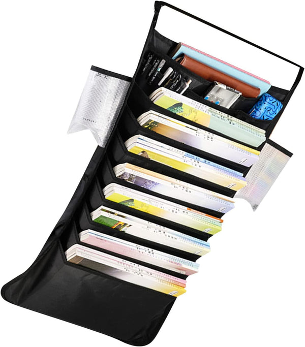 Haofy Desk Side Organizer Hanging Bag Large Capacity Oxford Fabric Storage with Adjustable Rope & Metal Hook