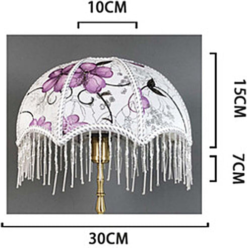 Gralara 30cm E27 Umbrella Shape Lamp Shade Cloth Lampshade Vintage with Tassel for Desk Lamp Floor Lamp Bottom Good