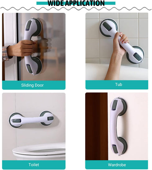 2Pcs MroMax Suction Shower Grab Grip Bar Shower Handle & Bathroom Bathtub Handle, Heavy Duty Safety Grab Bar Non Slip