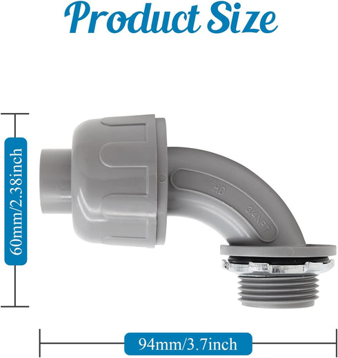 3/4 Inch NPT Liquid Tight Connector 90 Degree Nonmetallic Electrical PVC Conduit Connector Fitting(6Pcs) by Moicstiy