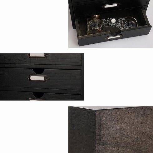 Wooden Storage Box Rustic Desktop Organizer with 2 Drawers, Office Desk Accessories Shelf, Small Craft Storage