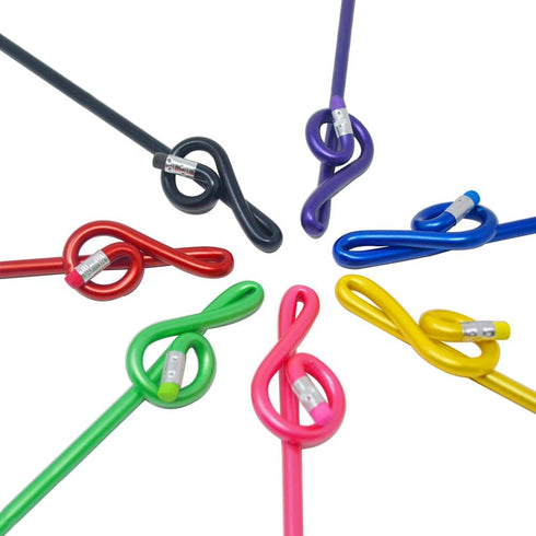 Music Pencils Musical Notes Pens, Treble Clef Bent Pencil G Clef Pencil (7 Pack)