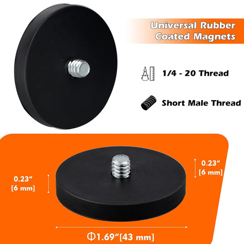 20lbs Duty,1/4"-20 Stud,4Pack MUTUACTOR Neodymium Magnets Heavy Round Magnet with Threaded Strong Rare Earth Magnets