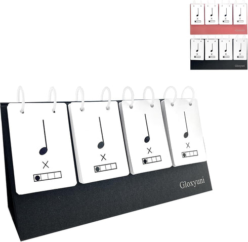 Gloxyuni Music Theory Rhythm Flash Cards (Black) Note Training Cards & Teaching Aids
